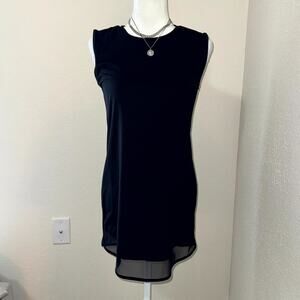 Athleta Shift Dress Women's XSP Black Stretch Sleeveless Sheer Hem Pullover